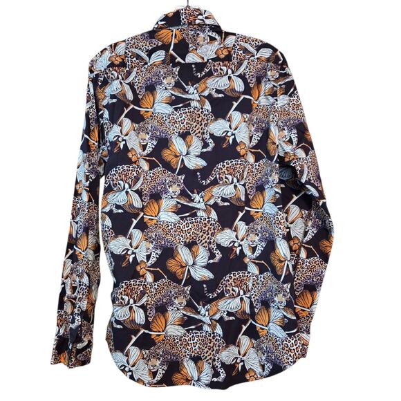 Paisley & Gray Men's Samuel Slim-Fit Floral Leopard-Print Button-Down Shirt Sz L - Picture 10 of 11